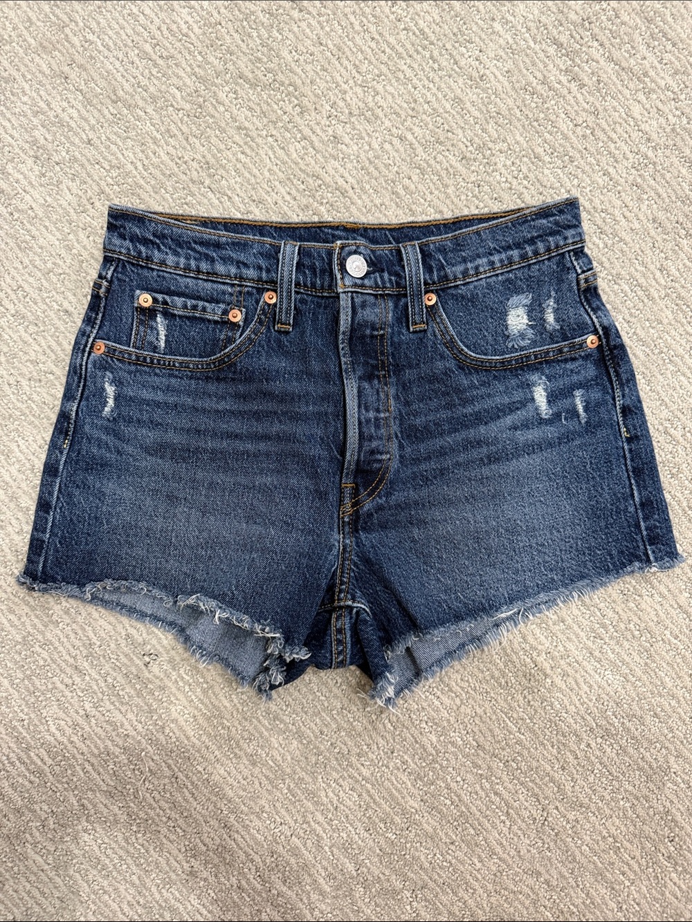 Levi’s Dark Blue High-Rise Denim Shorts